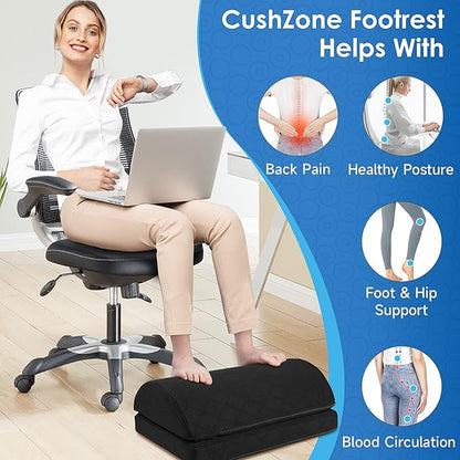 Foot Rest,Desk & Gaming Accessories,Foot Rest for Under Desk at Work,Comfortable Footrest with 2 Adjustable Heights & Removable Cover, Office Desk Accessories（Black-19.7 in）