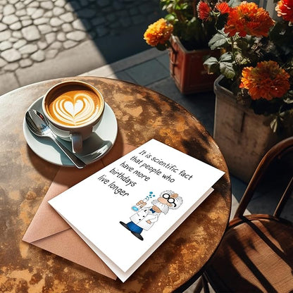 Funny Birthday Card For Old Men or Women, Humorous Greeting Card for Him or Her, 5x7 inches, Modern Style, Unisex-Adults