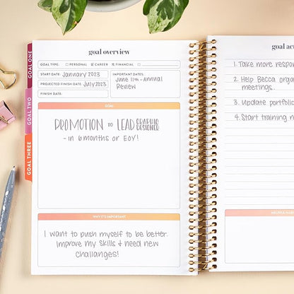 Erin Condren A5 Spiral Bound Goal Setting Planner – Metallic Abstract Circles - 4 Tabs with 160 Pages for Goal and Action Planning Inc. Steps, Weekly Check-in, Celebration Pages & More