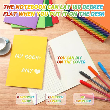 Gueevin 8 Pcs Blank Books for Kids to Write Stories Bulk Composition Notebooks Colorful Soft Cover Notebooks for Drawing Ruled Lined Journals Sketching Kindergarten Easter Gift (Stylish Colors)