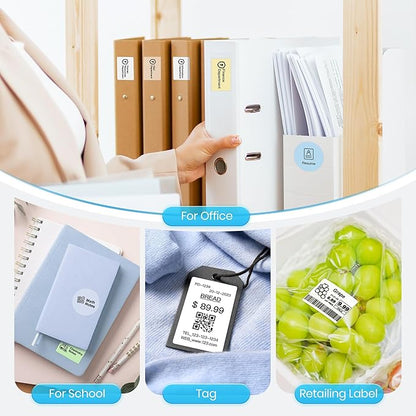 POLONO Genuine Thermal Labels for PM220S Label Makers, 1.57"x1.18" (40x30mm) Thermal Label, Waterproof, Multi-Purpose Self-Adhesive Labels for Small Bussiness, Office, School, 230 Labels/Roll (White)