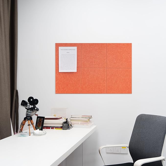 Large Felt Bulletin Board(36" x 24"),Cork Board Alternative,6 Pack Felt Wall Tiles with Safe Removable Adhesive Tabs,Notice Pin Board/Message Board/Vision Board for Office, School & Home