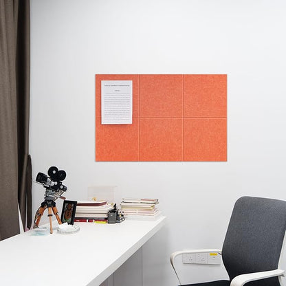 Large Felt Bulletin Board(36" x 24"),Cork Board Alternative,6 Pack Felt Wall Tiles with Safe Removable Adhesive Tabs,Notice Pin Board/Message Board/Vision Board for Office, School & Home