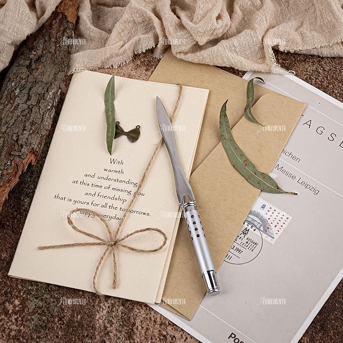 AUEAR, Silver Metal Letter Opener Hand Envelope Slitter for Office Home Supplies