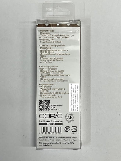 Copic Markers Multiliner Sepia Pigment Based Ink, 4-Piece Set