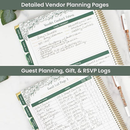 bloom daily planners Hard Cover Complete Wedding Day Planner Bridal Journal & Organizer (Undated) - 9" x 11" - Planning Our Forever