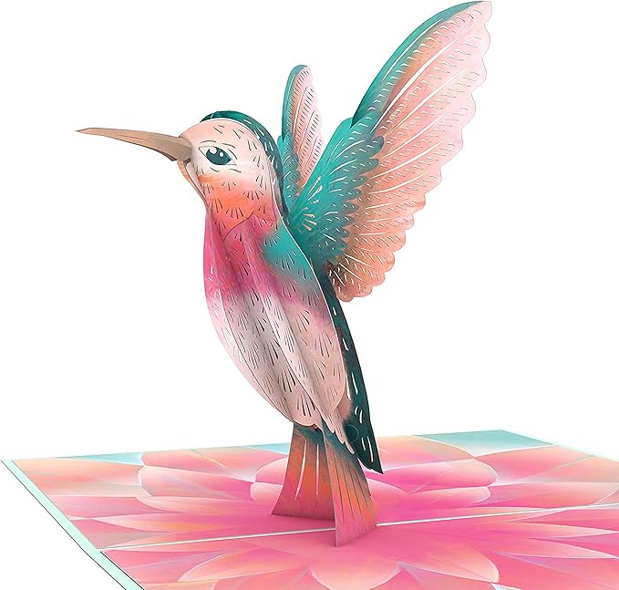 Lovepop Everyday Pop-Up Card for Her, Him, Girls, Boys - 3D Love Greeting Cards - Lovely Hummingbird - 5" x 7" - Blank Note Card & Envelope Included