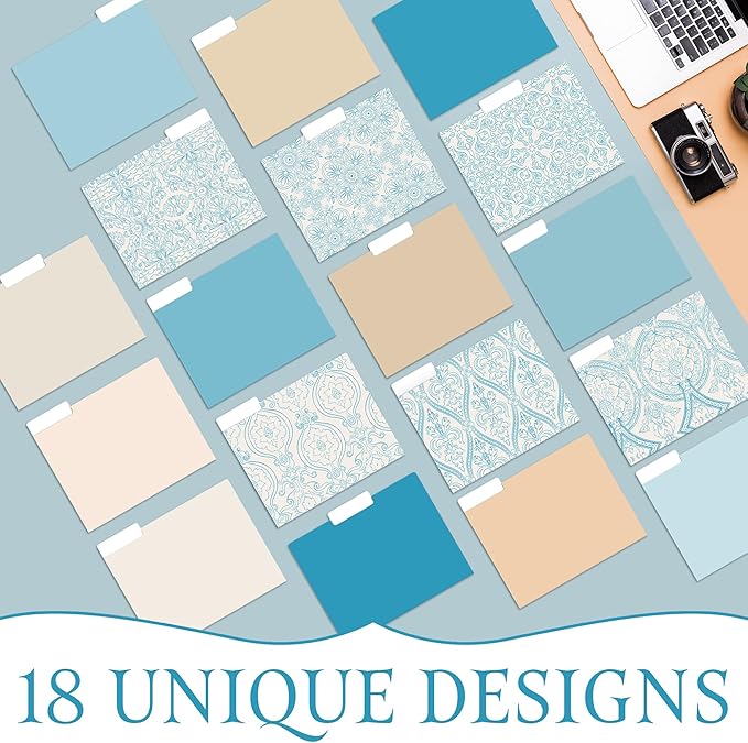 18 PCS Decorative File Folders Set, Stylish Design, Heavy Duty Letter Size Folders for Organizing Papers by Date or Day, Colorful Patterned File Folders for Home or Office Use