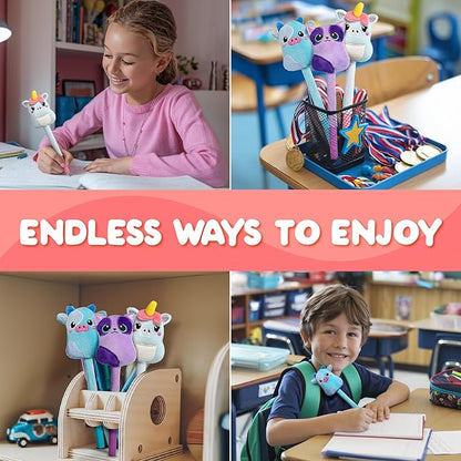 BUNMO Easter Gifts for Girls - Cute Pens - Cute Gel Pens w/Soft Grip & 6 Refills - Gifts for Tweens- Girls Easter Basket Stuffers - Fun Writing for Kids - Gift for Teens - Plush 3 Pack