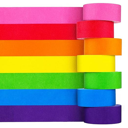 Colored Masking Tape – 7 Roll Multi Pack – 210 Feet x 1 Inch of Colorful Craft Tape for Arts & Crafts, Labeling and Color-Coding