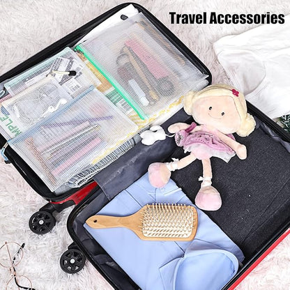 EOOUT 32pcs 8 Sizes Mesh Zipper Pouch, Waterproof Mesh Bags with Zipper, 16 Colors Travel Pouches, for Board Games Toys Storage, Travel Accessories, Documents Cosmetics School Office Supplies