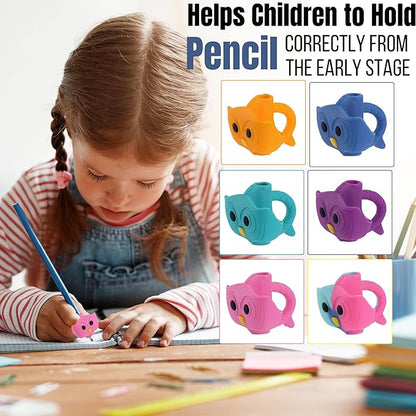 Mr. Pen Owl Pencil Grips, 6 pcs, Silicone Gel, Cute, Fits Pencils, Pens, Crayons