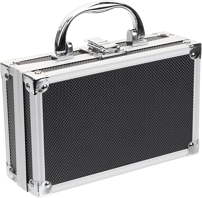 ERINGOGO Aluminum Attache Case - 7inch Lock Metal Briefcase with Ripple Foam, Hard Aluminum Carrying Case for Men, Universal Portable Tool Case for Laptop/Luggage/Instrument, Black