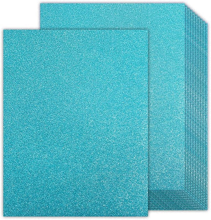 Blue Glitter Cardstock 8.5x11 Double-Sided 24 Sheets, Goefun Light Blue No-Shed Glitter Paper 280GSM/100lb Heavy Card Stock for Gift Wrapping, Birthday, Anniversary, Holiday, Greeting Cards