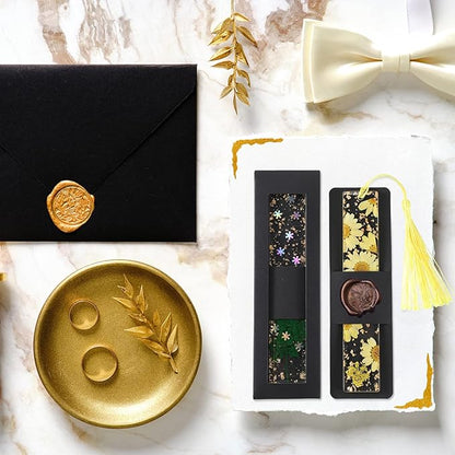 50 Set Kraft Bookmark Sleeves Resin Bookmark Holder 5.9 x 1.8'' Bookmark Cardboard Gift Boxes DIY Bookmark Blank Display Cards for Bookmark Wrapping Gift Supplies(Black)