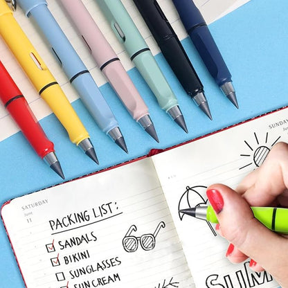 12Pack Forever Pencils for Kids Writing, Infinity Pencil Cute Inkless Everlasting Pencil with Eraser for Sketching (Colored)