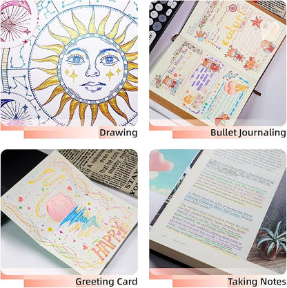 Glitter Gel Pens 8 Color Retractable Glitter Gel Pen Set 0.7mm Colored Pens for Journaling Coloring Drawing Office School Art Supplies(8A)…