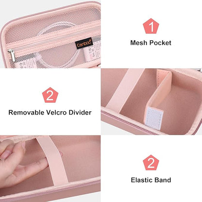 Canboc Carrying Case for NIIMBOT B21 Label Maker, Portable Bluetooth Thermal Label Printer Bag with Removable Shoulder Strap, Mesh Pocket fit Printer Labels, USB Cable, Rose Gold (Case Only)
