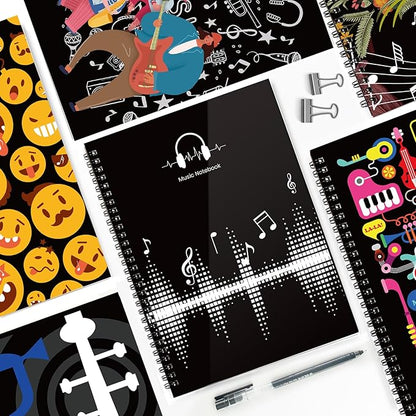 MAXCURY Blank Sheet Music Composition Manuscript Staff Paper Art Music Notebook Black 100 Pages 26x19cm (DJ)