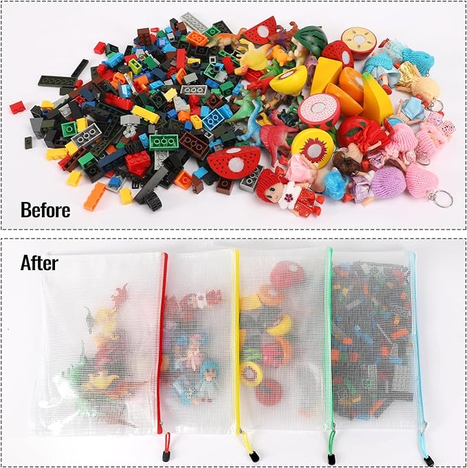 EOOUT 32pcs Mesh Zipper Pouch Bags, Mesh Bags with Zipper, Zipper Pouch for Organizing, Letter Size, A4 Size, for Office Supplies, Puzzles