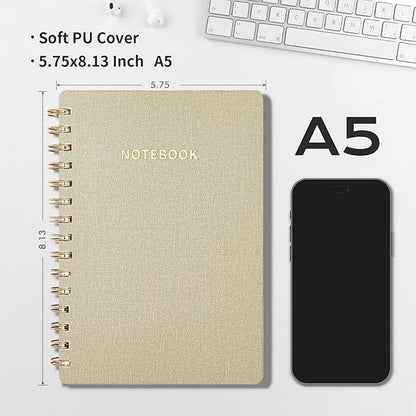 Lined Spiral Notebook College Ruled A5 Journal Book for Note Taking, 160 Pages Writing Journal for Office and Home School Supplies 5.75x8.125 inch - LightGrey