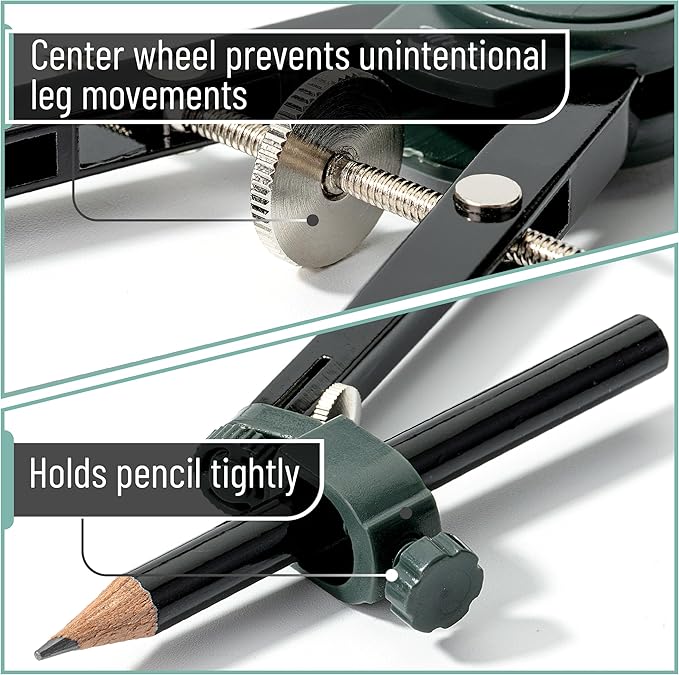 Mr. Pen- Compass for Geometry, Black, Compass with Pencil, Drawing Compass Drawing Tool, Math Compass, Drafting Tools, Drawing Tools, Geometry Compass, Circle Drawing Tool, Geometry Set
