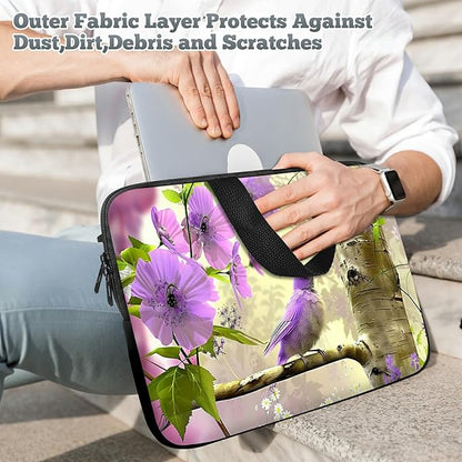 Universal Tablet Laptop Sleeve Case 10 inch, Purple Florals Hummingbird Slim Carrying Case Durable Handbag Travel Laptop Bag for 7 to 10-inch Laptops/Notebook/Kids Tablet/ipad/eBook Readers
