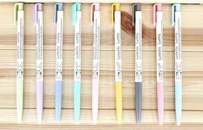 ZEESOON Xeno Lunatic Lunny 0.38mm Slim Ball Point Pen 12 Pens, Extra Fine Point Colored Ballpoint Pen, Made in Korea (Assorted 12pcs with Pencil Case)