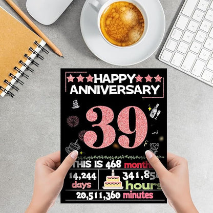 Joycard 39th Anniversary Card for Women, Wedding Card for Wife, Sweet Marriage Decorations Gifts for Couple, Perfect for Her on Anniversary Day, Back in 1986