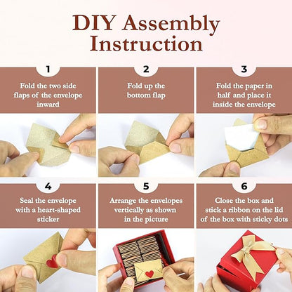 60 Love Notes For Him Her - Valentines For Him, Cute Couple Gifts For Boyfriend Birthday Gift Ideas, Mini Envelopes Lunch Notes For Husband, Long Distance Relationship Gifts For Girlfriend