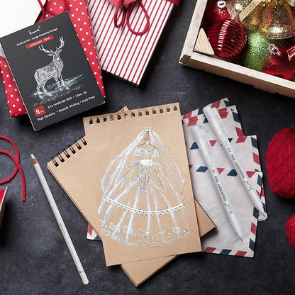 White Pens, White Gel Pens for Artists, 1mm Extra Fine Point, White Pens for Black Paper, White Gel Pen, White Ink Pen, White Drawing Pens,White Pen for Artists Drawing, 8 Pack