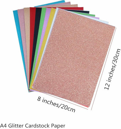 Baisunt 20 Sheets Rose Gold Glitter Cardstock Paper for DIY Art Project, Scrapbook, Birthday Wedding Party Decoration 250GSM(8x12 In, Non Adhesive)