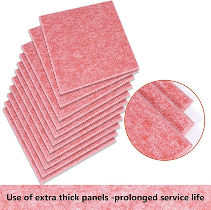 Large Cork Board Alternative - 12 Pack Felt Wall Tiles Office Decor Cork Board for Office, Cork Boards for Walls, Pink Bulletin Board Pin Board with Safe Adhesive for Office/Home/School