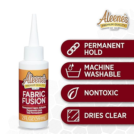 Aleene's Fusion Fabric Adhesive 2 fl oz 3-Pack, Washable Fabric Glue for Clothes, Denim, Leather, Patches, Polyester, Cotton, Fabrics, Dries Flexible