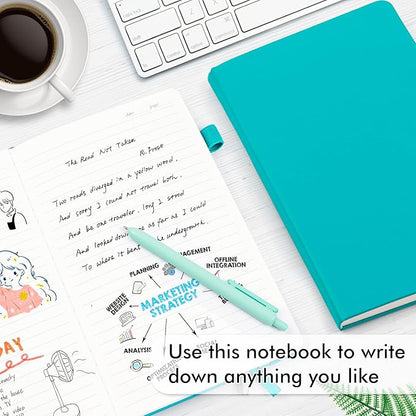 feela 3 Pack Notebooks Journals Bulk with 3 Black Pens, A5 Hardcover Notebook Classic Ruled Lined Journal Set with Pen Holder for Work Business Journaling Note Taking, 120 GSM, 5.1”x8.3”, Emerald