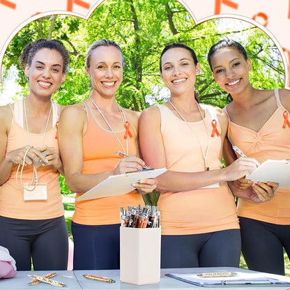 48 Pcs Orange Awareness Ribbon Pens Cancer Awareness Ballpoint Pens Bulk Faith Courage Hope Strength Health Awareness Favor Gifts for Leukemia Lymphoma Cerebral Cancer Awareness Support