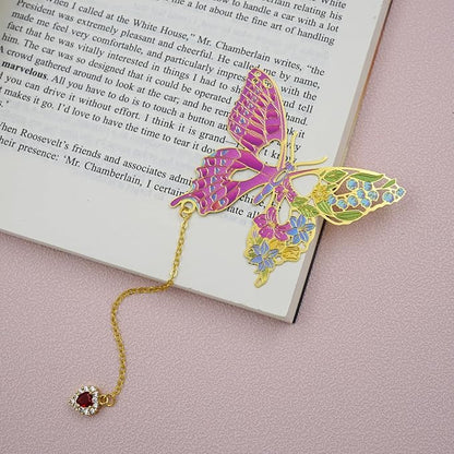 Butterfly Bookmarks for Women,Metal Bookmark,Unique Gifts Book Markers for Women Book Lovers,Teacher Appreciation Gifts,Valentine Mother's Day Christmas New Year Birthday Gift (02-Pink)