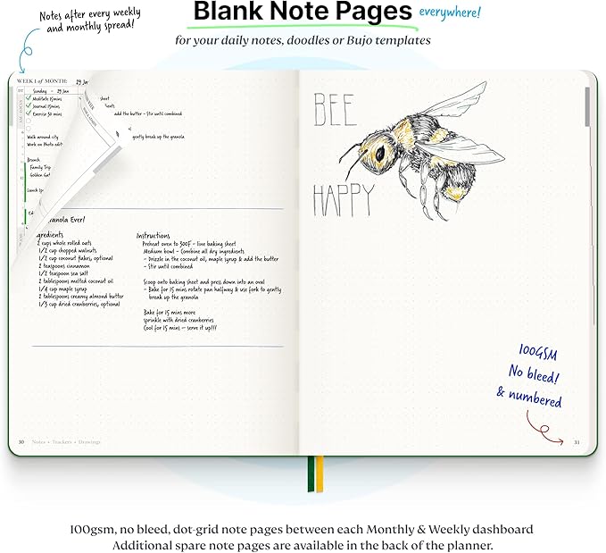 Roterunner Hardcover Purpose Planner Notebook B5 7.5 x 9.8 Undated Daily Planner 2024-2025 Daily Weekly and Monthly Productivity Planner Life Planner ADHD Planner for Adults Self Care Journal