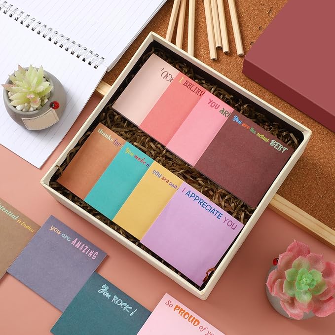 Yinder 24 Pcs Inspirational Sticky Notes with Lines Cute Motivational Sticky Notes Pad Employee Appreciation Gifts Bulk for Teacher Nurse Coworkers Office Supplies 3 x 3''(Vintage Style,Thank You)