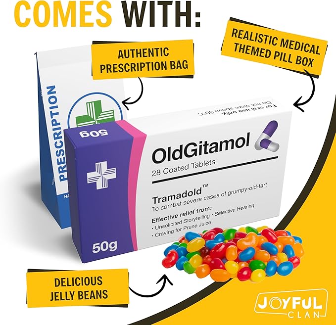 OldGitamol Jelly Beans, Funny Birthday Gift for Him, Over The Hill Gag Gifts for Men, Unique Novelty Christmas Gift for Secret Santa, 30th, 40th, 50th, 60th Birthday Joke Stocking Stuffer Retirement