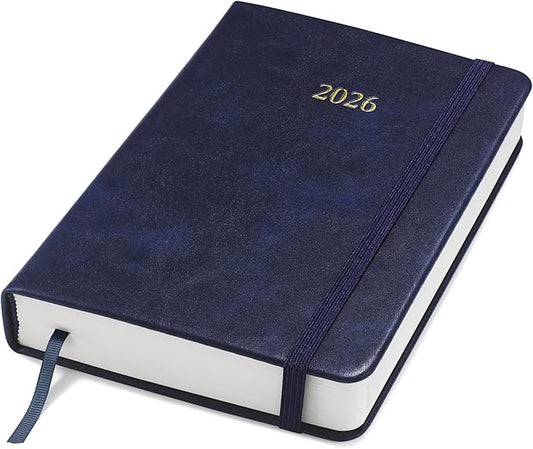 Wykeham's Executive 2026 Daily Journal Planner – US Public Holidays & Format – Customization Available (Royal Blue, A6)