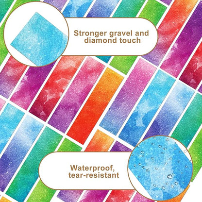 50PCS Calm Strips for Anxiety Sensory Stickers Calm Stickers for Relieve Adults Kids Teens Fidgets Stress Office&Classroom Supplies Anxiety Relief Items with Tactile Textured Surface(Watercolor)