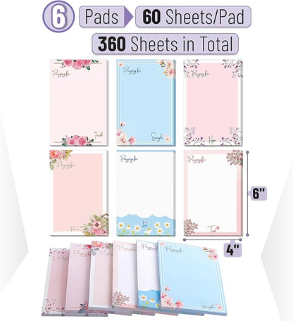 Mr. Pen- Sticky Notes 4x6, 6 Pads, 4x6 Sticky Notes, Floral Sticky Note, Self-Stick Note Pads, Sticky Pads Sticky Notes Aesthetic, Colorful Sticky Notes, Sticky Notes Bulk Sticky Notes