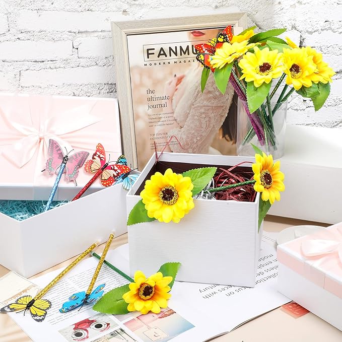 Zhanmai 24 Pieces Sunflower Butterfly Pens Bulk Novelty Pens Cute Ballpoint Writing Pens 0.5 mm 0.7 mm Party Favors for Classroom Teacher Student Office(Sunflower and Butterfly Style)