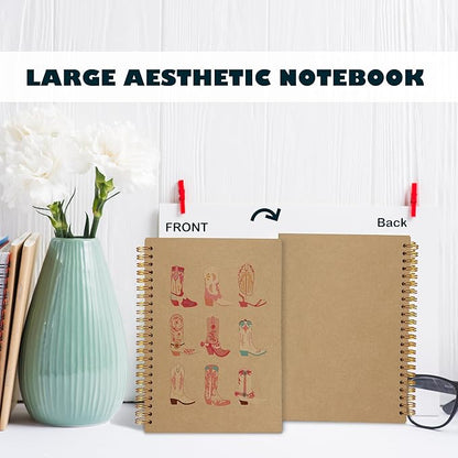BearCake Cowgirl Boot Notebook, Cowgirl Stuff, Cowgirl Gifts, Western Office Supplies, Western Stuff for Women, Boho Western Notebook Journal 5.5x8.3 kraft paper