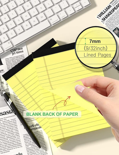 8 Pack Yellow Legal Pads 4x6 Note Pads Small Writing Pads 4x6 Narrow Ruled 80GSM Pads of Paper Yellow Pads College Ruled Legal Pad Lined Paper Pads Small Notepads for Work Memo Pads 30 Sheets per Pad