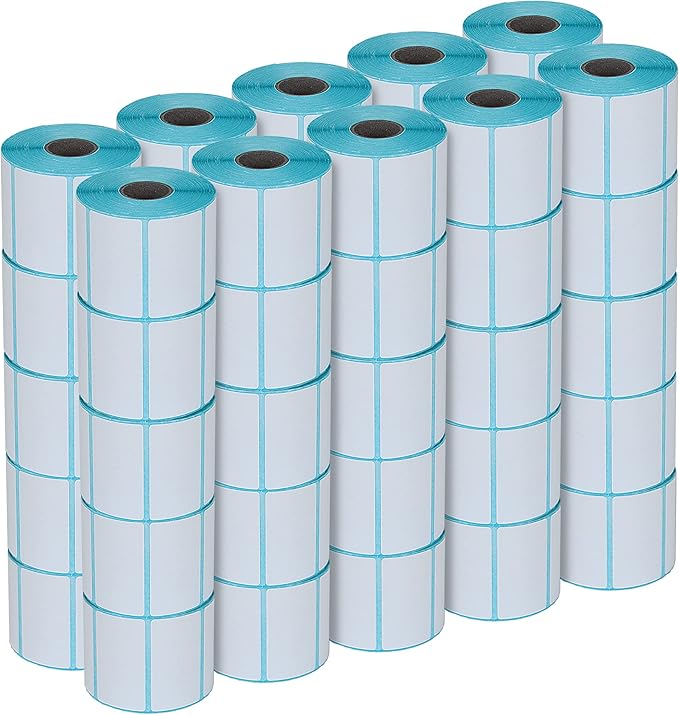 ESSENTIAL 50 Roll 2 1/4 x 1 1/4 Inch Direct Thermal Labels, 1000 Labels of Roll, Permanent Adhesive, Perforations Between Labels (50 Rolls, 50000 Labels)