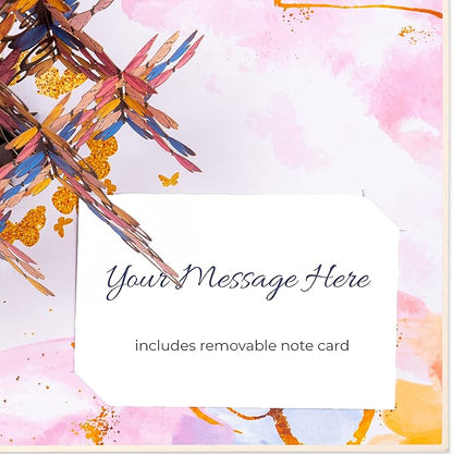 Paper Love Butterfly Tree 3D Pop Up Card, Gift for Birthday, Wedding, Anniversary, Mothers Day, Thank You, Get Well, All Occasion or Just Because - 5" x 7" Cover - Includes Envelope and Note Tag