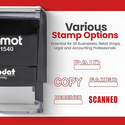 Promot Received Self Inking Rubber Stamp - Refillable Received Stamper - Business, Bookkeeping, Ordering, Accounting, Work, Office Stamps - Red Ink