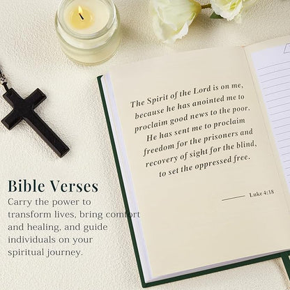 JUBTIC Prayer Journal for Woman, Christian Planner, Bible Journal with Verse, 60 Weeks Scripture, Faith & Devotional Journal, Bible Study Notebooks for Note Taking, Christian Gifts (Dark Green)